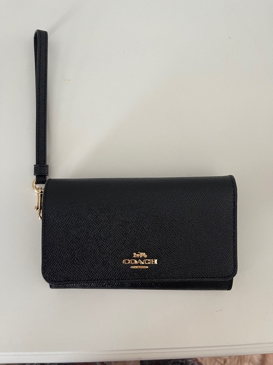 Coach Handbags - Coach F30205 Crossgrain phone flap wristlet wallet black new